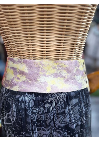 Phobos Deri Kemer | Pastel Desenli Hakiki Deri El Yapımı Bel Kemer indirimleri