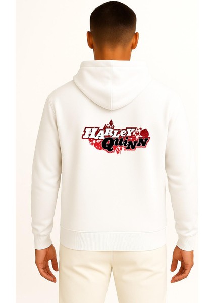 Kapüşonlu Harley Quinn Cep ve Sırt Tasarımlı Unisex Sweatshirt fiyatları
