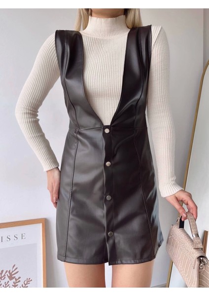 Deri Jile Elbise Kahve W24796