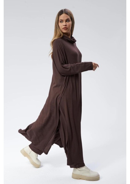 Kahverengi Triko Degaje Tunik - Konforlu ve Şık Tasarım fırsatları