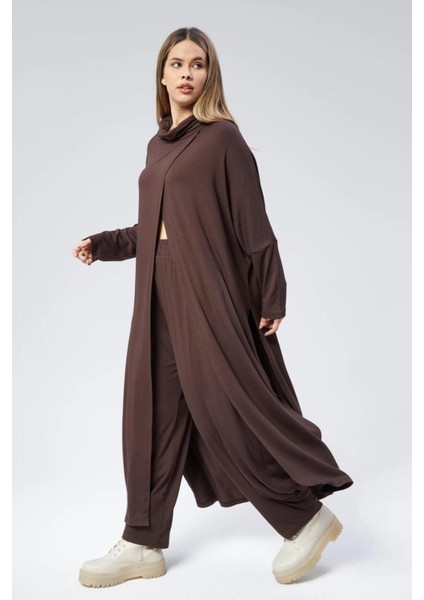Kahverengi Triko Degaje Tunik - Konforlu ve Şık Tasarım indirimleri