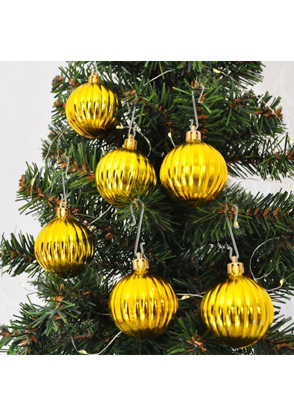 Ağaç Süsleme Topları 6'lı - 5cm -Altın Çizgili-