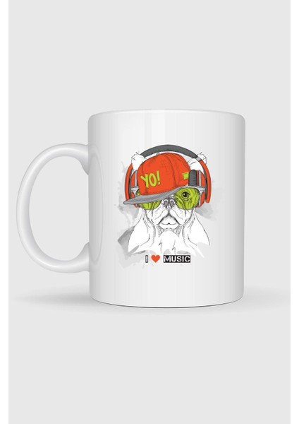 Funny Dog With Hat And Headphones Tasarımlı Kupa Bardak fiyatları