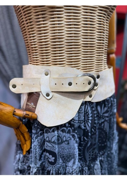 Agatha Deri Kemer | Kum Rengi Hakiki Deri El Yapımı Bel Kemer modelleri