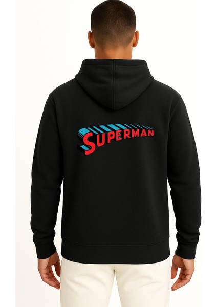 Kapüşonlu Superman Logo Göğüs ve Sırt Tasarımlı Unisex Sweatshirt fiyatları