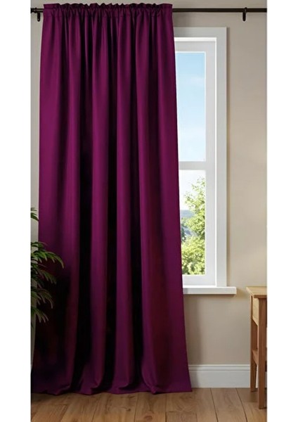 Mor Kornişli Blackout Karartma Saten Perde Enxboy