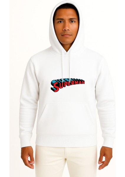 Kapüşonlu Superman Logo Göğüs ve Sırt Tasarımlı Unisex Sweatshirt
