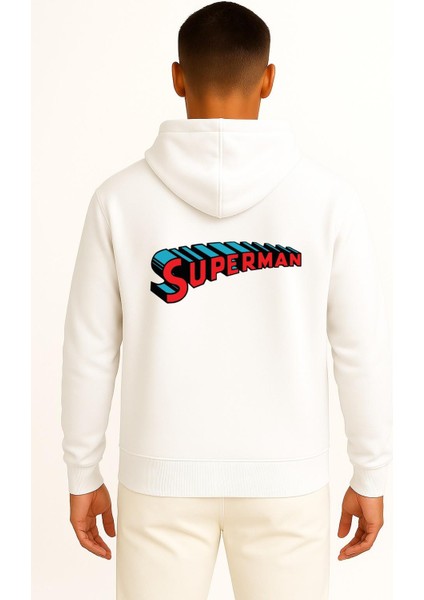 Kapüşonlu Superman Logo Göğüs ve Sırt Tasarımlı Unisex Sweatshirt fiyatları