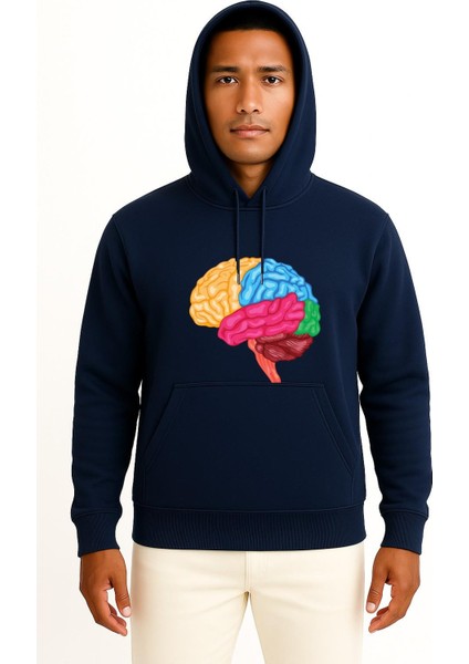 Kapüşonlu Human Brain Anatomy Göğüs Tasarımlı Unisex Sweatshirt