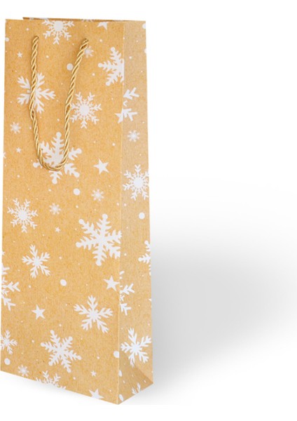 1 Adet 12X35 Lüks Karton Çanta Varak Baskılı -Yılbaşı- Kutup Yıldızı