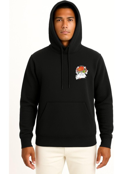 Kapüşonlu Funny Dog With Hat And Headphones Cep ve Sırt Tasarımlı Unisex Sweatshirt