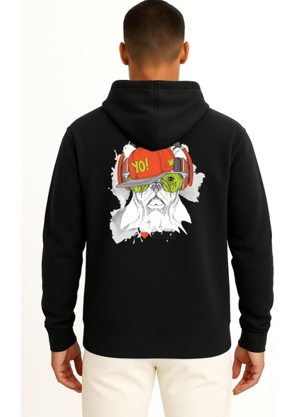 Kapüşonlu Funny Dog With Hat And Headphones Cep ve Sırt Tasarımlı Unisex Sweatshirt fiyatları