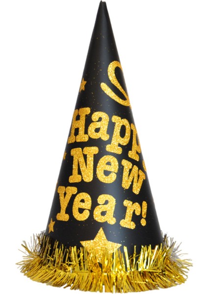 Yılbaşı Simli Büyük Şapka Gümüş - Gold 10 Adet