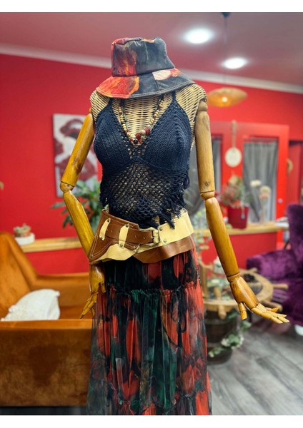 Cordelia Deri Kemer | Taba & Krem El Yapımı Bohem Bel Kemer