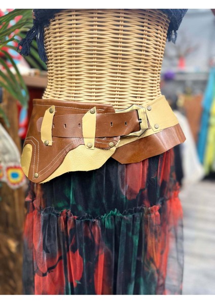 Cordelia Deri Kemer | Taba & Krem El Yapımı Bohem Bel Kemer modelleri