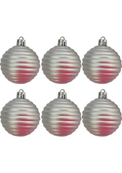 6 cm Ağaç Süsleme Topu 6lı -Mat Gümüş-