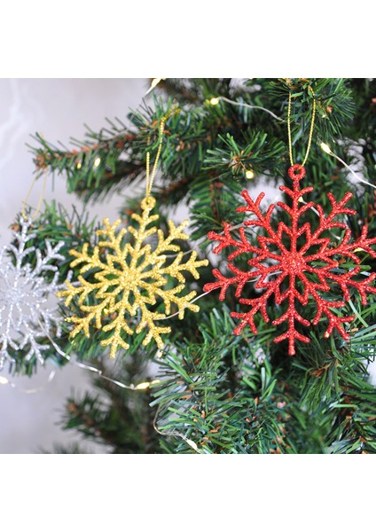 Simli Kar Tanesi Yılbaşı Ağaç Süsü 3lü 10 cm