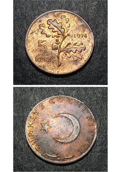 3996368F3FB375D989 1974 5 Kuruş Eski Madeni Para