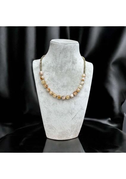 Sitrin Doğal Taş Kolye - Zarif Tasarım, Parlak Sitrin Taşları