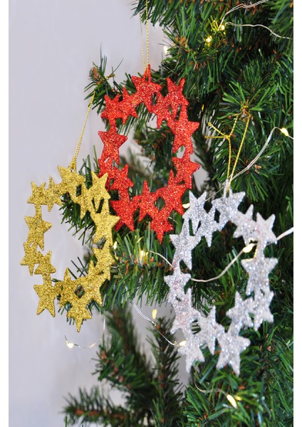 Yılbaşı Ağaç Süsü Simli 3lü 11 cm