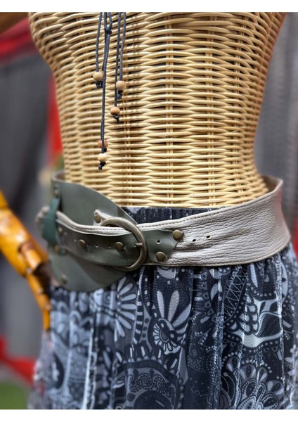 Ivy Deri Kemer | Yeşil Ton Hakiki Deri El Yapımı Bohem Bel Kemer modelleri