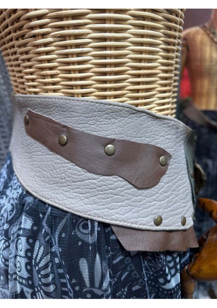 Ivy Deri Kemer | Yeşil Ton Hakiki Deri El Yapımı Bohem Bel Kemer