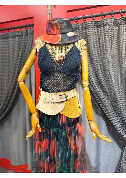 Raven Cep Detaylı Deri Kemer | Bohem Süet El Yapımı Bel Kemer