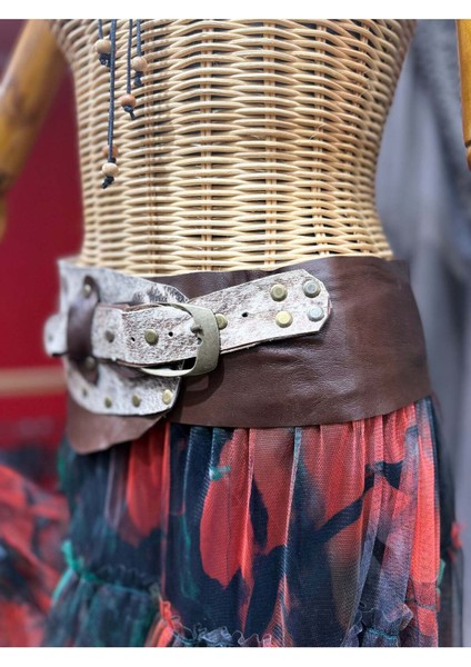 Tucson Deri Kemer | Çift Ton Hakiki Deri El Yapımı Bohem Bel Kemer fırsatları