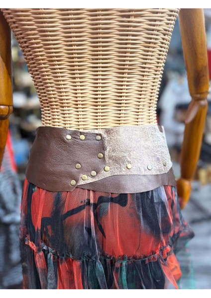 Tucson Deri Kemer | Çift Ton Hakiki Deri El Yapımı Bohem Bel Kemer