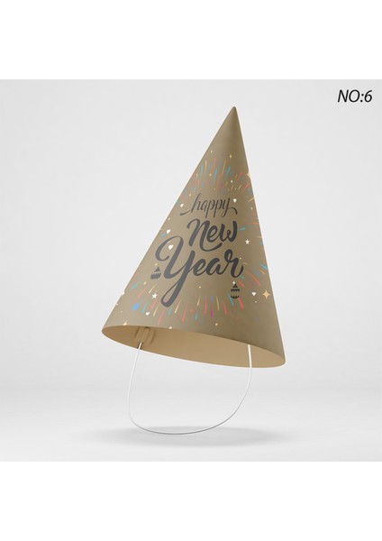 Yılbaşı Temalı Lüks Karton Şapka 6 Adet indirimleri