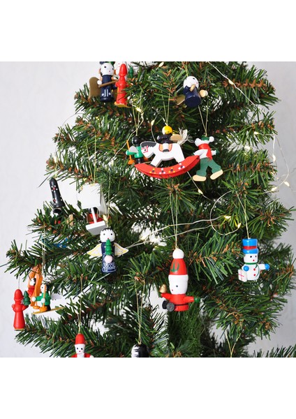 Yılbaşı Ahşap Dekor Ağaç Süsleri 24 Parça