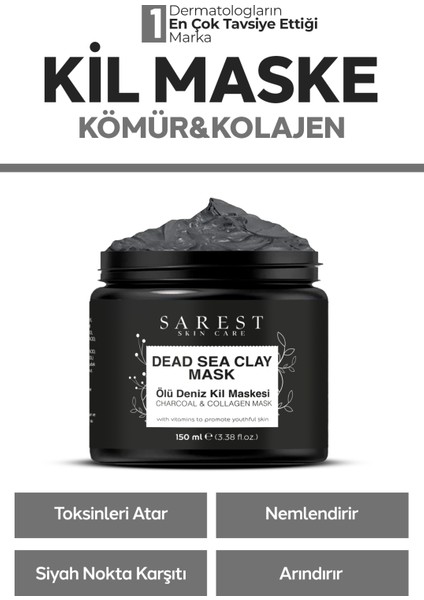 Siyah Noktaya Eğilimli Ciltler Için Ölü Deniz Kil Maskesi 150 ml