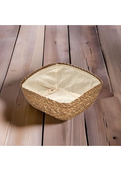El Yapımı Hasır Içi Bezli Kare Ekmeklik ve Dekoratif Kare Hasır Sepet, Hasır Içi Bezli Ekmek Sepeti Kare (20CM*20CM*8CM) modelleri