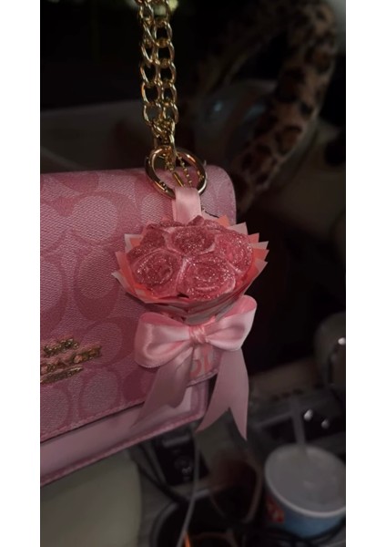 Solmayan Mini Gül Buketi Anahtarlık Ölümsüz Hediye