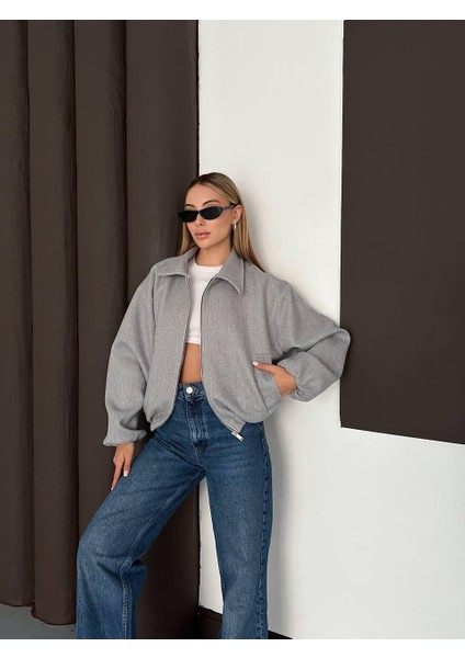 Zr Bomber Crop Gri Kaşe Ceket modelleri