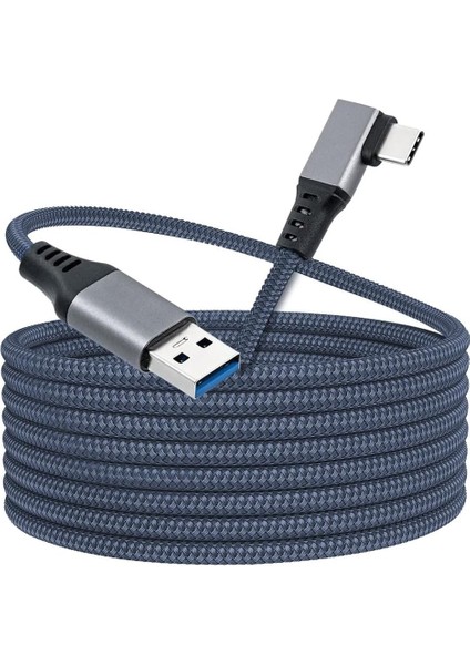 Oculus ile Uyumlu Link Kablosu 6mt, 5gbps USB Hızlı Veri Aktarımı, Hızlı Şarj Usb-C, 2 Uyumlu (Usb To Type-C)