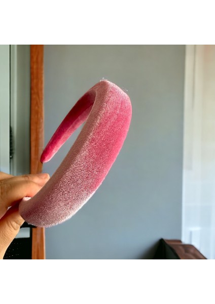 Kadife Pembe Renk Az Bombeli Saç Tacı fiyatları