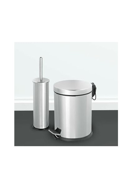 Haus 3lt Krom 2'li Seti Pedallı Çöp Kovası Wc Klozet Tuvalet Fırça Seti Çöp Kovası fiyatları