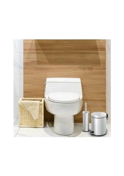 Haus 3lt Krom 2'li Seti Pedallı Çöp Kovası Wc Klozet Tuvalet Fırça Seti Çöp Kovası modelleri