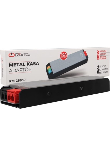 PM-26839 12 Volt 10 Amper 120 Watt Slim Metal Kasa Adaptör Voltaj Göstergeli 189X51X27MM indirimleri