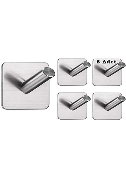 Yapışkanlı Askılık - 5'li Paket, Ağır Hizmet, Duvar Kancaları, Su Geçirmez Paslanmaz Çelik Askılıklar Ceket, Havlu, Bornoz Askılık Duvara Montaj, Mutfak Garaj Ev Otel Ofis Dolabı ve Yatak Odası Askıları 3m, Krom 02 modelleri