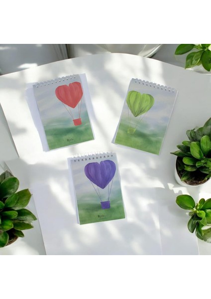 Boyut Spiralli Çizgisiz Notluk 3lü Set (Balonlar 3lü Set)