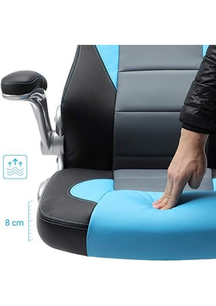 Oyuncu, Yüksek Sırtlı, Ofis Koltuğu, Yüksekliği Ayarlanabilir, Katlanabilir Kolçaklar, Sallanan Fonksiyon, Oyuncular Için, Siyah/gri/mavi, OBG28BU, 70X70X(116-126) fiyatları