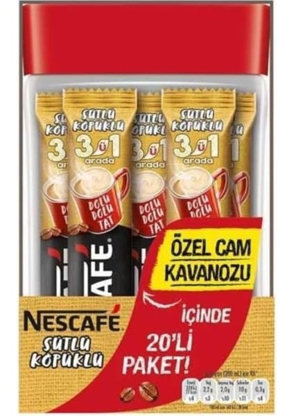Nescafe 3ü1 Arada Sütlü Köpüklü 20LI Cam Kavanoz