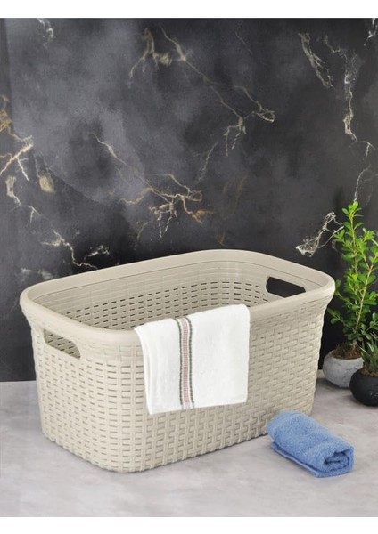 Hasır Desenli Çamaşır Selesi (Bej)