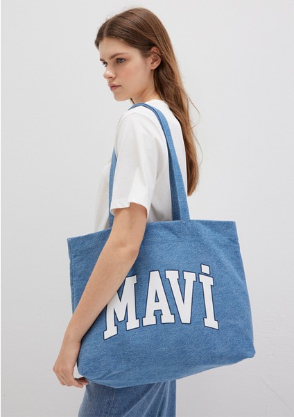 Mavi Logo Baskılı Denim Çanta 1912566-80195