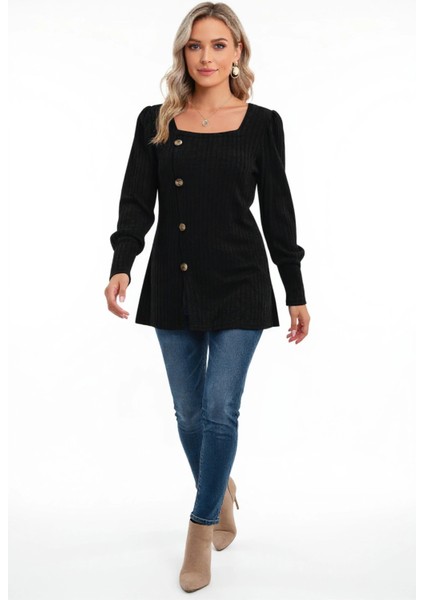 Kadın Uzun Kollu Düğmeli Mevsimlik Bluz – Yumuşak Dokulu, Esnek ve Sıcak Tutan Kumaş indirimleri