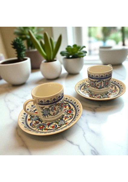 Porselen Fincan Takımı - 2 Kişilik - Topkapı Desen