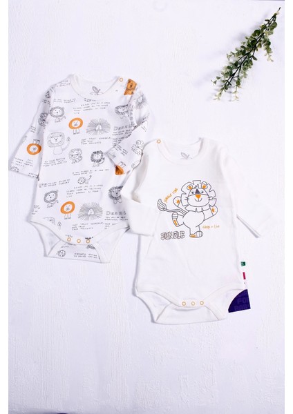 Aslan Desenli Uzun Kol 2'li Erkek Bebek Body
