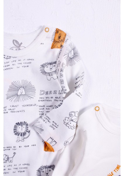 Aslan Desenli Uzun Kol 2'li Erkek Bebek Body indirimleri